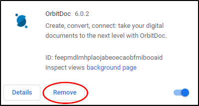 Remove OrbitDoc Chrome extension screenshot