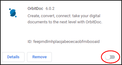OrbitDoc extension slider greyed out