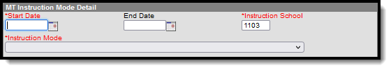 Screenshot of the Instruction Mode Detail editor fields.
