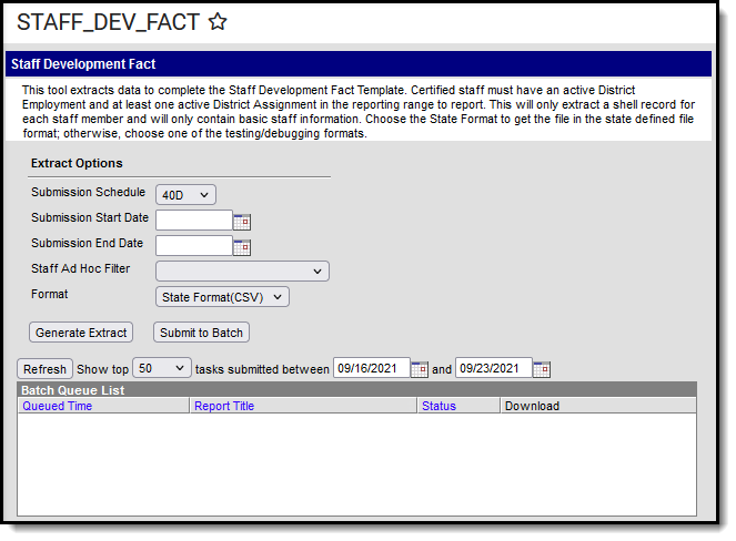 Screenshot of Staff Development Fact Template Editor.