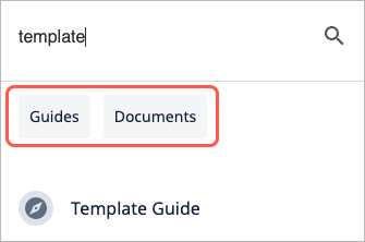filter option example for guides or documents after entering search word template
