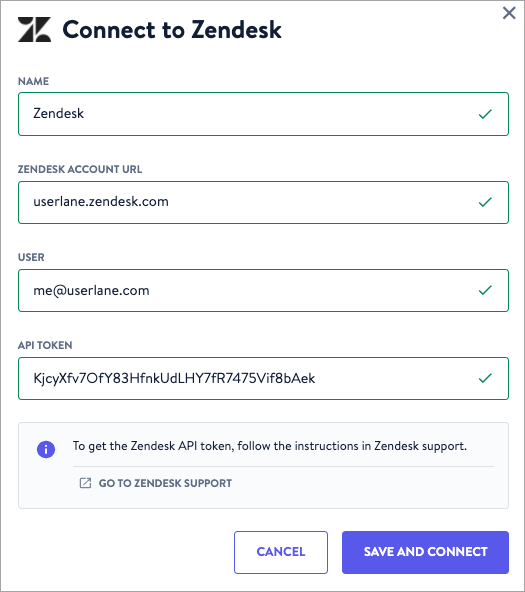 form to fill to connect to zendesk
