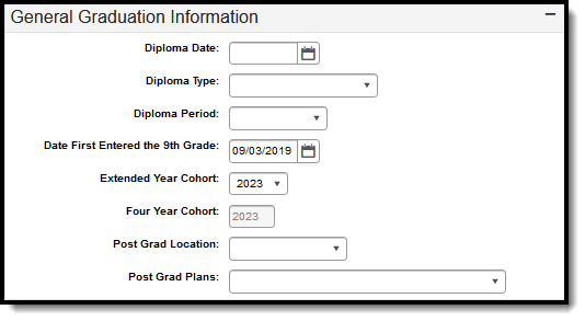 Screenshot of the Minnesota General Graduation Information.