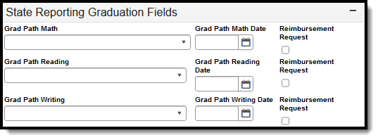 Screenshot of the Minnesota State Reporting Graduation Fields.