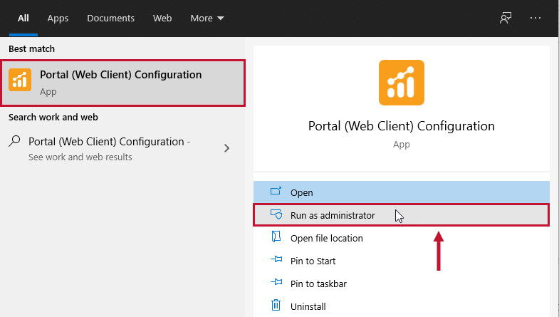 SQL Sentry Portal Configuration Utility Run as administrator