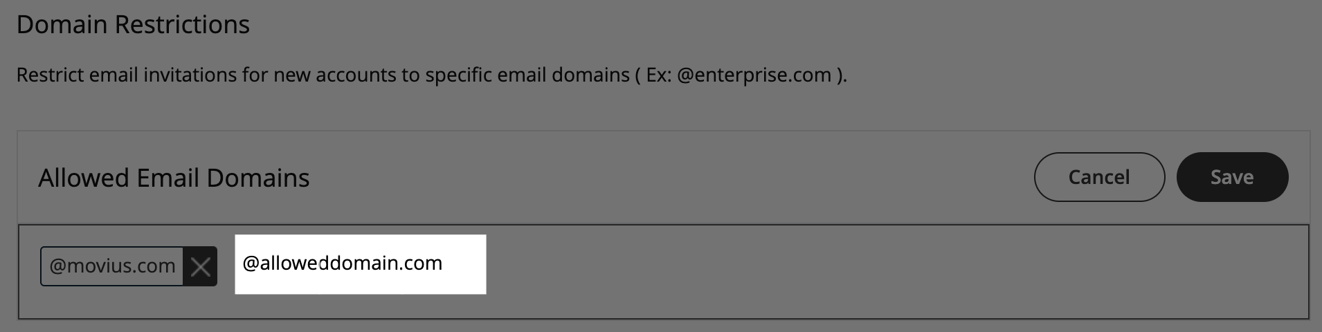 adding an allowed email domain screen
