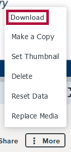 Identifies the Download option in the More menu of TechSmith Knowmia.