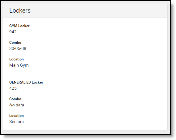 Screenshot of the lockers tool in Campus Student and parent. 