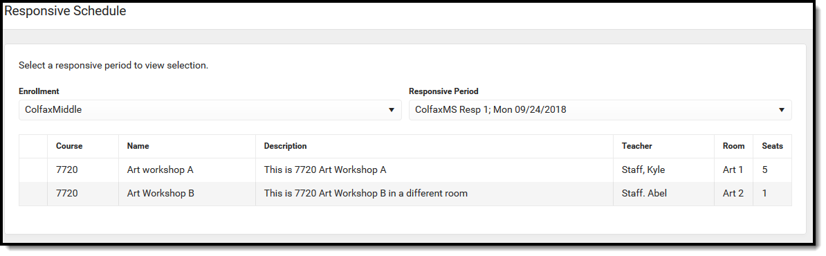 Screenshot of the responsive schedule tool in Campus Student and parent. 
