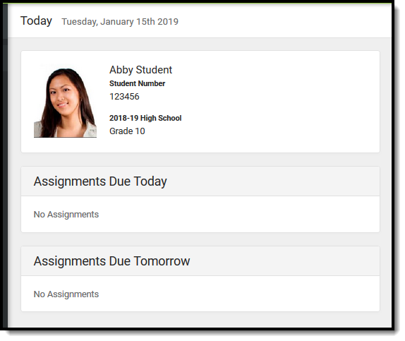 Screenshot showing the student's picture in Campus Student and parent. 