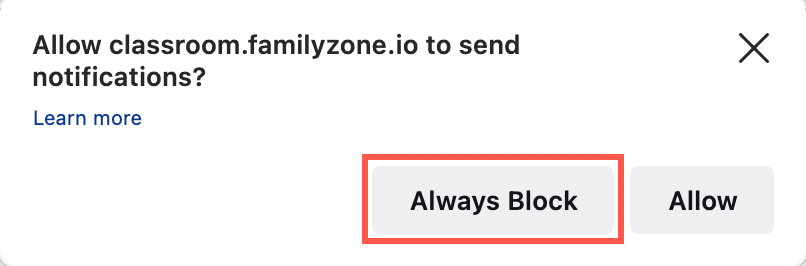 always block notifications on firefox