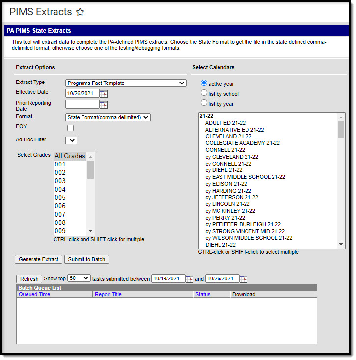 Screenshot of the PIMS Reporting editor.