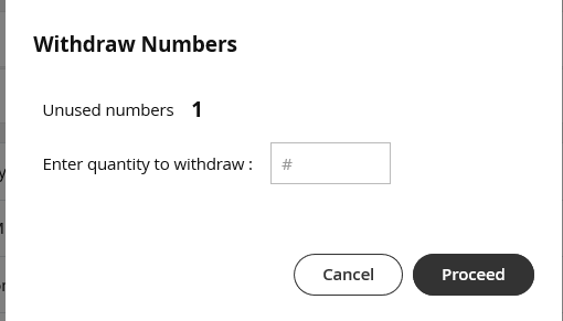 withdraw numbers screen