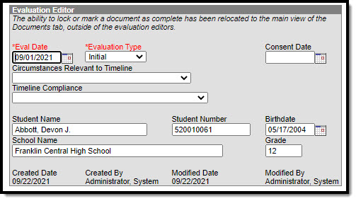 Screenshot of the Evaluation editor of an Eval.