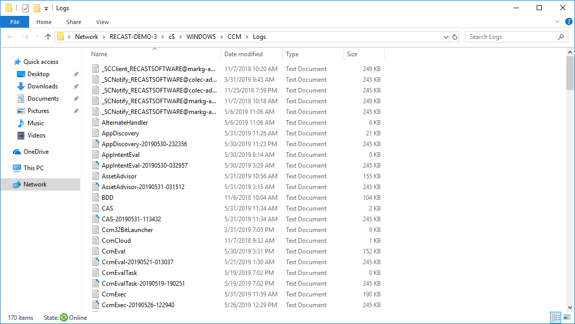 Open Client Log File Folder Screenshot