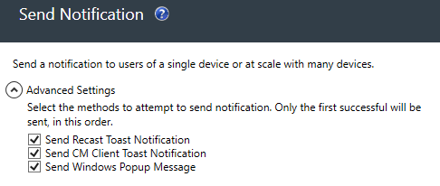 Send Notification Advanced Screen