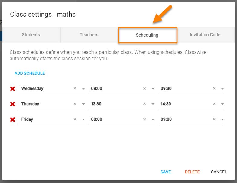 Scheduling Classes | Classwize Help Center