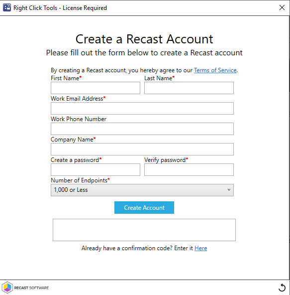 Right Click Tools licensing Create Account
