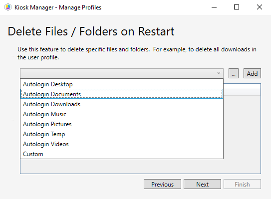 Kiosk Manager Delete Files / Folders on Restart Screenshot