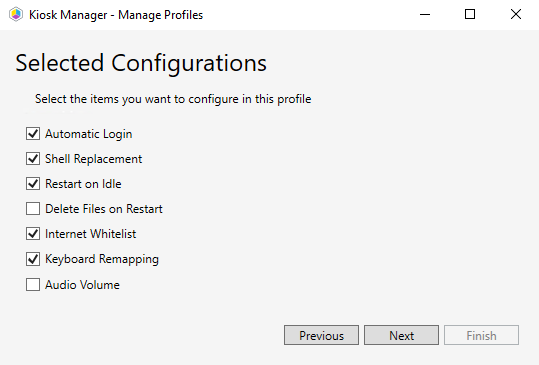 Kiosk Manager Manage Configurations ScreenShot