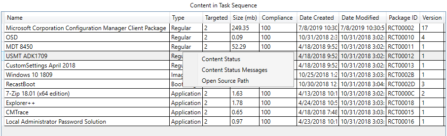 Content Tools Content in Task Sequence screenshot