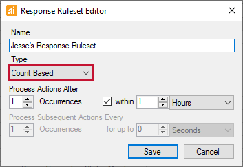 Response Ruleset Editor Count Based