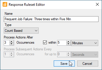 Response Ruleset Editor Frequent Job Failure 