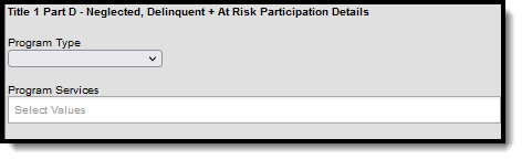 Screenshot of the Minnesota Title 1 Part D Participation Detail Editor.