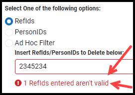 Screenshot of RefIds warning message.