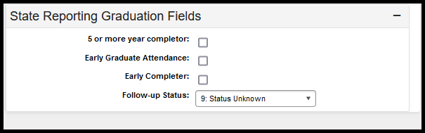 Screenshot of the State Reporting section of the Graduation tool.