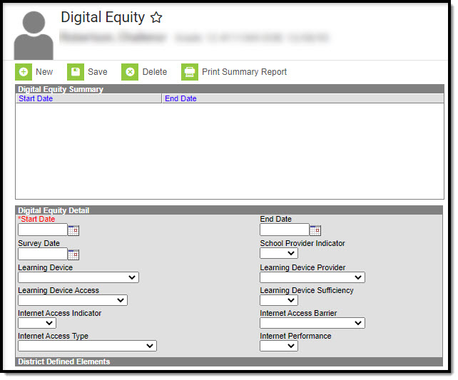 Screenshot of the Digital Equity tool.