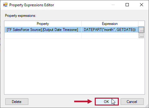 Task Factory Property Expressions Editor select Ok
