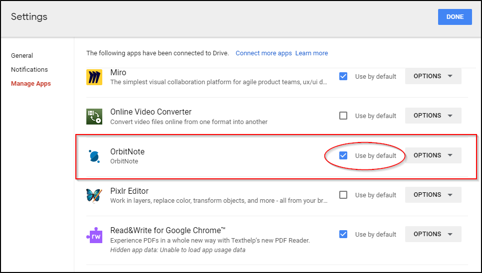 Google Drive Use by default