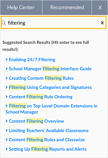 school manager knowledge drawer search bar, search for help articles