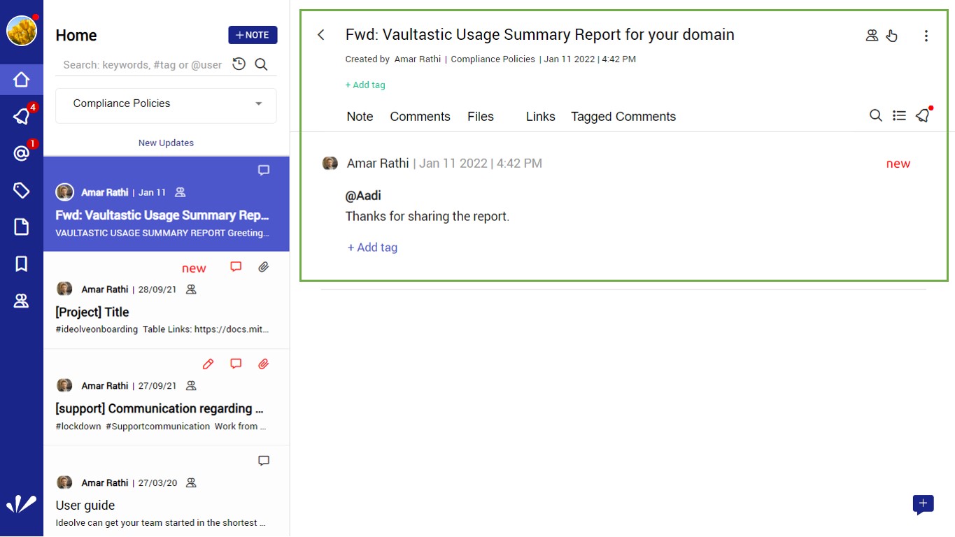 Review discussions, comments by auditors in vaultastic