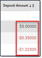 Screenshot of a deposit amount