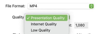 Select Presentation Quality or Internet Quality for your video export