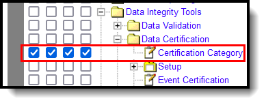 Screenshot of the Certification Category Tool Rights.