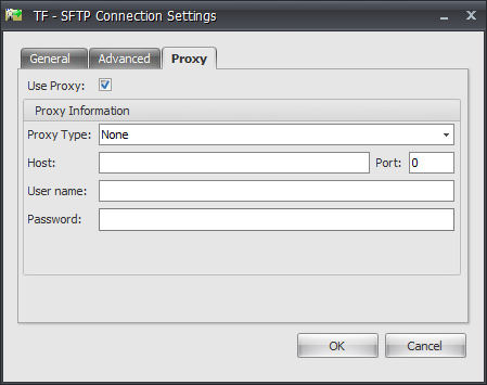 Task Factory SFTP Connection Settings Proxy tab