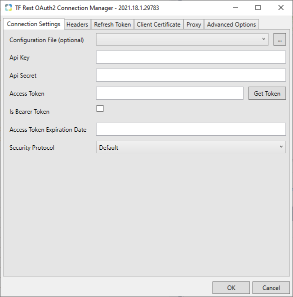 Task Factory Rest OAuth2 Connection Manager Connection Settings tab
