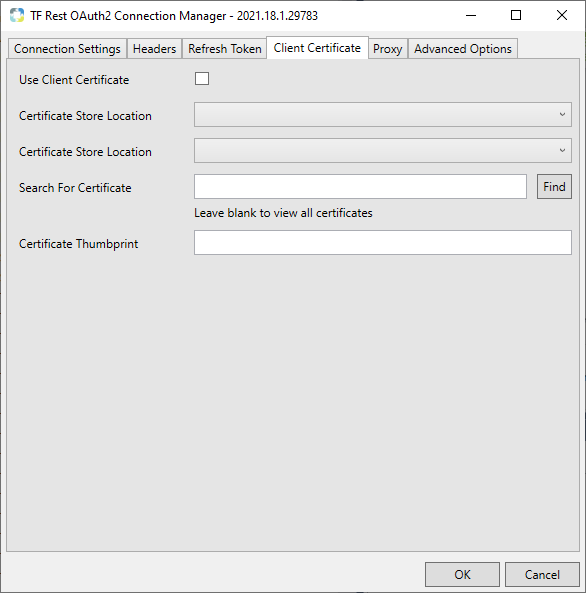 Task Factory Rest OAuth2 Connection Manager Client Certificate