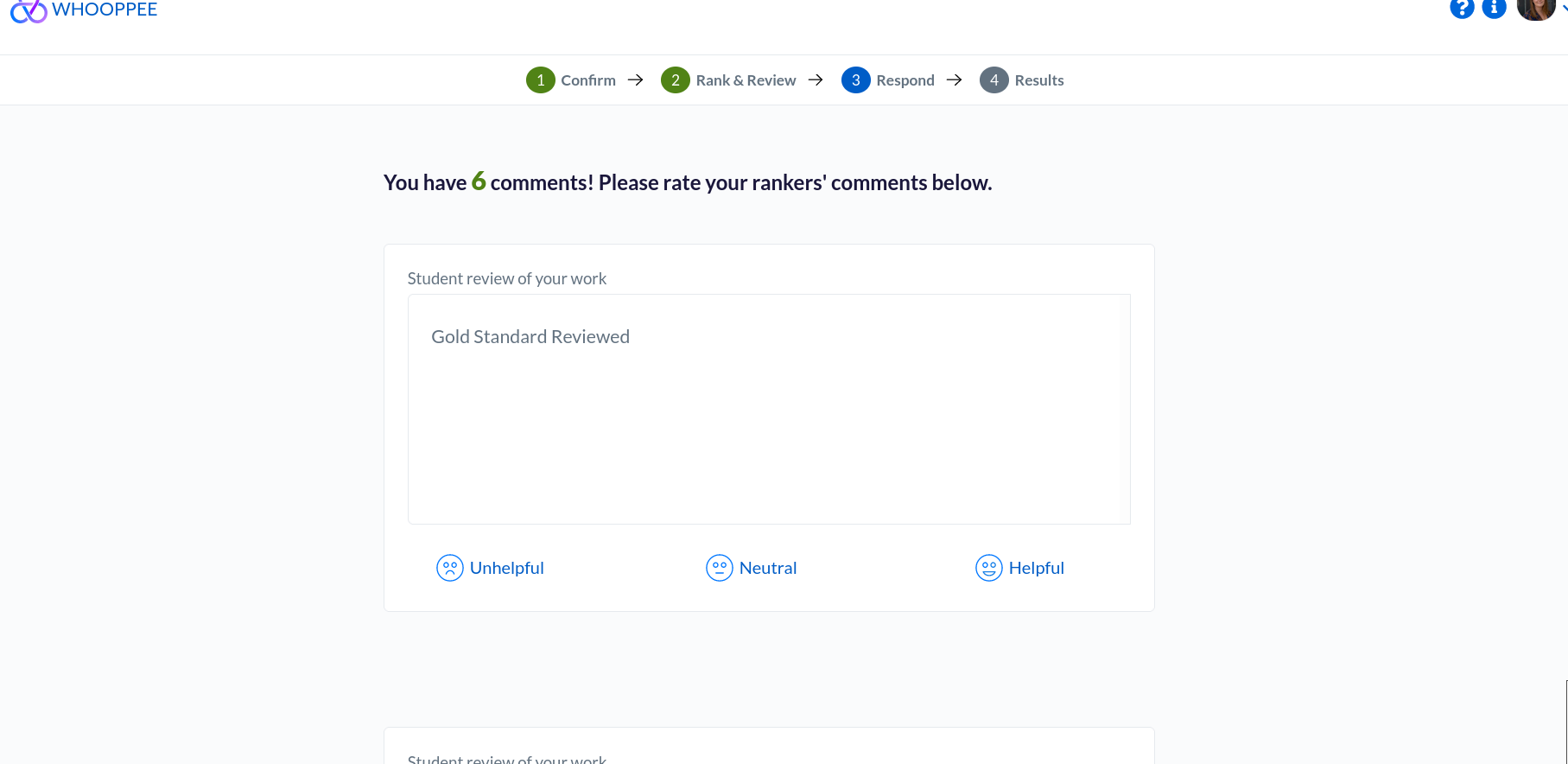 The Respond phase landing page. Includes a line of text indicating how many comments need to be reviewed.