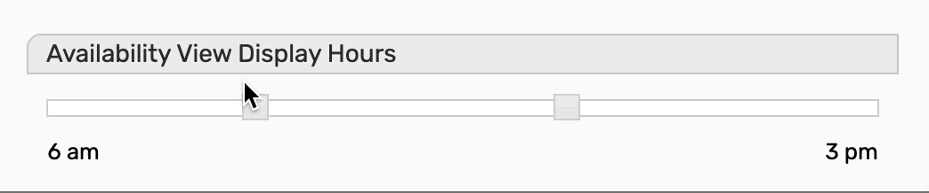 The sliders are used to choose default open and close hours for availability views.