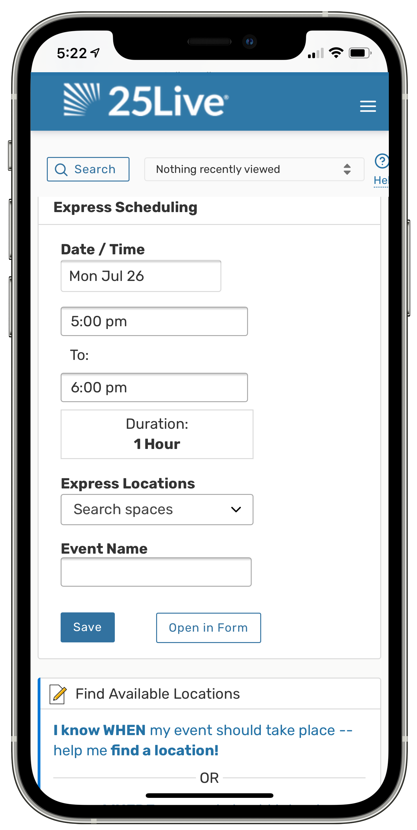 Express Scheduling on mobile