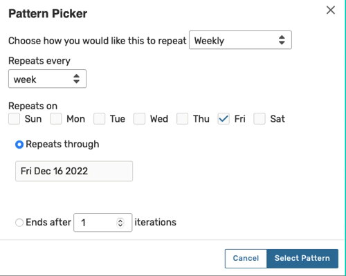 Selecting occurrence patterns in the Pattern Picker