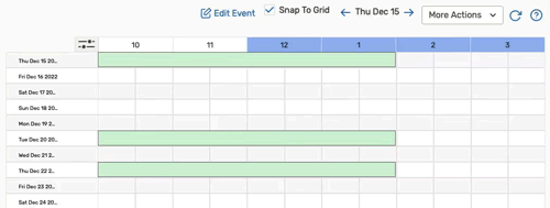 Use the slider controls to change the hours displayed in the availability grid.