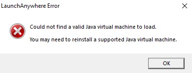 could not find a valid java virtual machine to load error