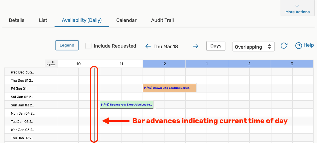 Color coded availability view example