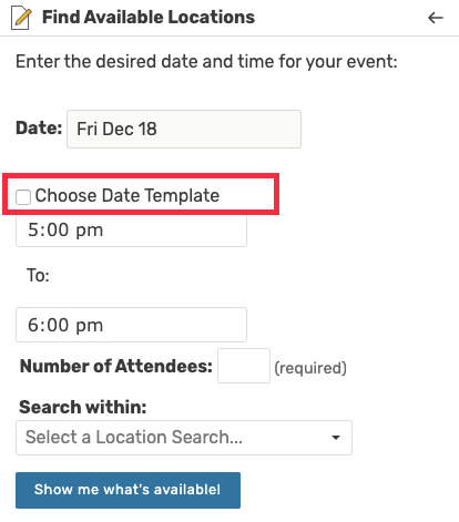 Choose Date Template checkbox