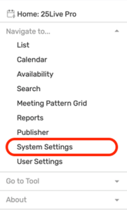 System Settings link in More menu